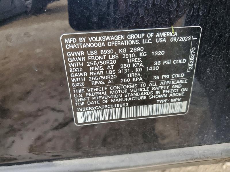 Aukcja sprzedaży 2024 Volkswagen Atlas, vin: 1V2KR2CA5RC519893, numer aukcji: 54778456