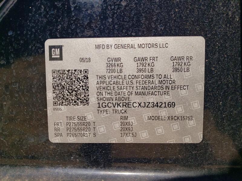 Aukcja sprzedaży 2018 Chevrolet Silverado, vin: 1GCVKRECXJZ342169, numer aukcji: 54111346