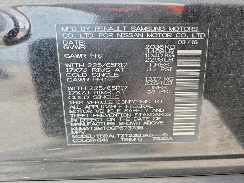54458156 :رقم المزاد ، KNMAT2MT0GP673738 vin ، 2016 Nissan Rogue مزاد بيع