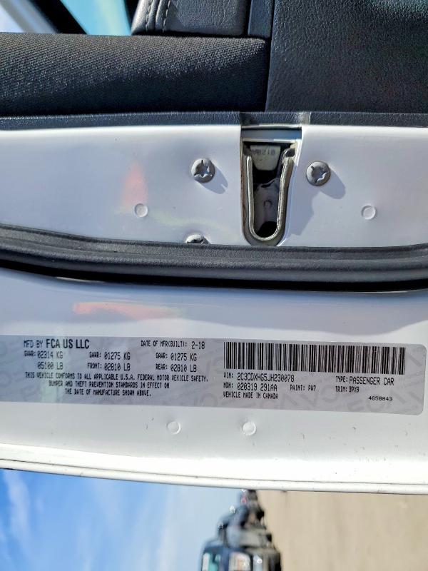51879026 :رقم المزاد ، 2C3CDXHG5JH230078 vin ، 2018 Dodge Charger مزاد بيع
