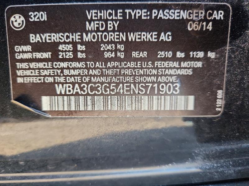 Aukcja sprzedaży 2014 Bmw 320, vin: WBA3C3G54ENS71903, numer aukcji: 52167476