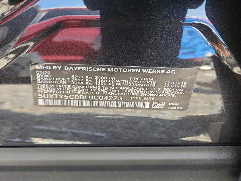 54797656 :رقم المزاد ، 5UXTY5C08L9C04223 vin ، 2020 Bmw X3 مزاد بيع