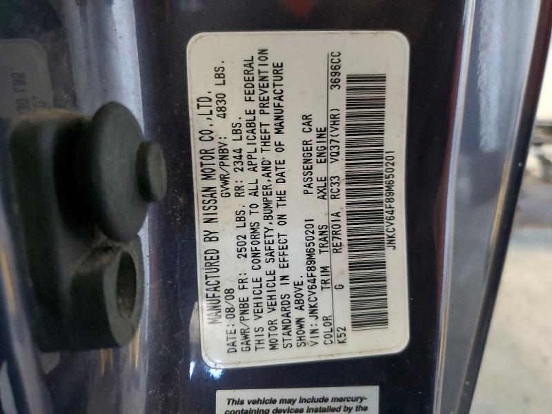 2009 Infiniti G37 Coupe მანქანა იყიდება აუქციონზე, vin: JNKCV64F89M650201, აუქციონის ნომერი: 54696166