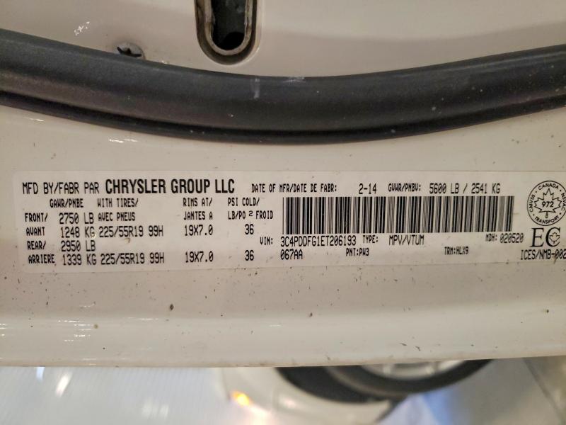 Продажа на аукционе авто 2014 Dodge Journey, vin: 3C4PDDFG1ET206193, номер лота: 54099286