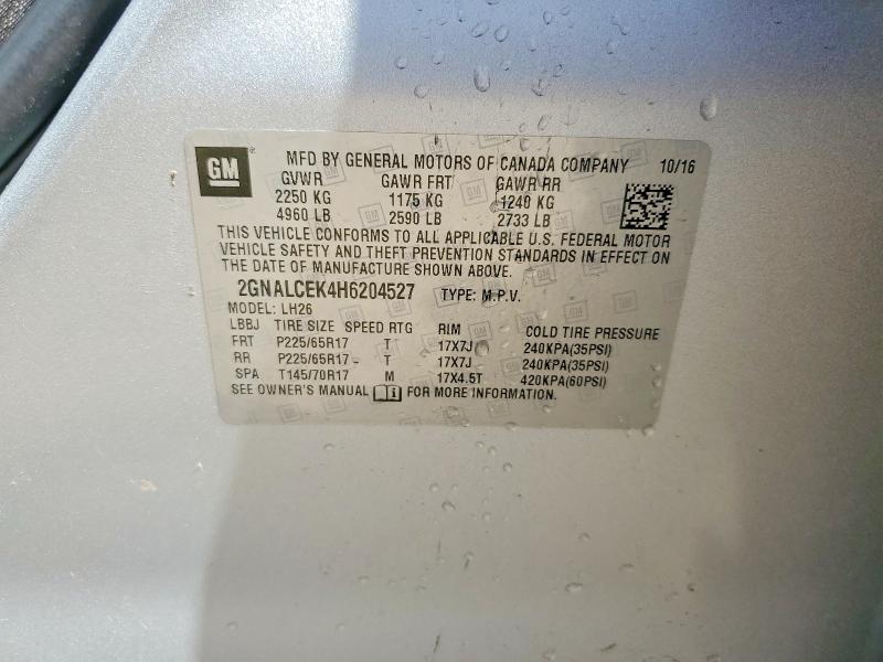 Aukcja sprzedaży 2017 Chevrolet Equinox, vin: 2GNALCEK4H6204527, numer aukcji: 51902916