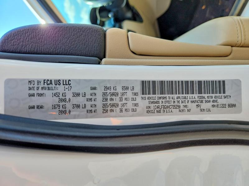 Aukcja sprzedaży 2017 Jeep Grand Cherokee, vin: 1C4RJFBGXHC735290, numer aukcji: 53163516