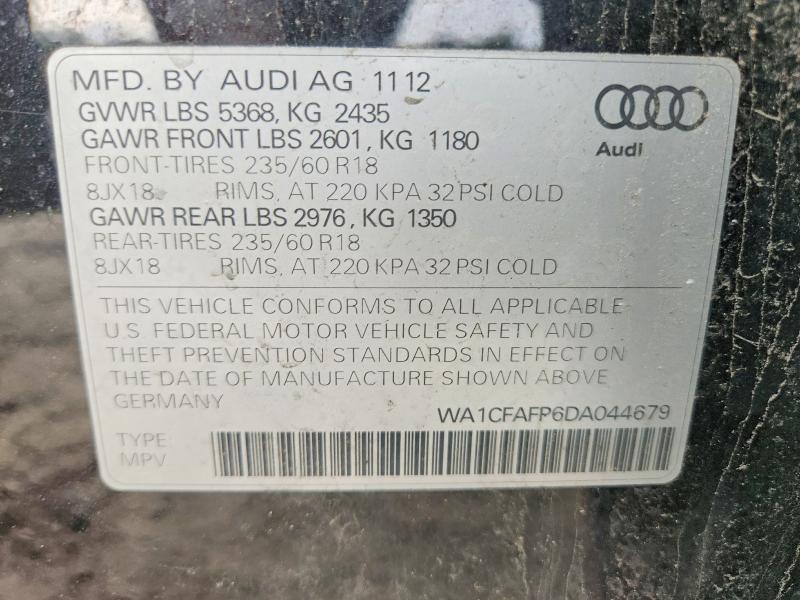 2013 Audi Q5 მანქანა იყიდება აუქციონზე, vin: WA1CFAFP6DA044679, აუქციონის ნომერი: 52367206