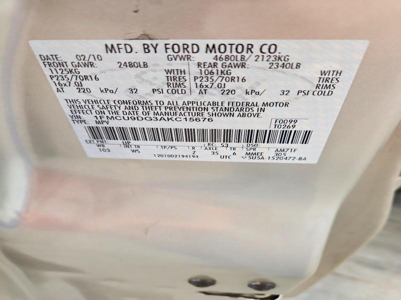 55031226 :رقم المزاد ، 1FMCU9DG3AKC15676 vin ، 2010 Ford Escape مزاد بيع