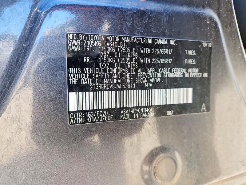 53565756 :رقم المزاد ، 2T3RFREV8JW853841 vin ، 2018 Toyota Rav4 مزاد بيع