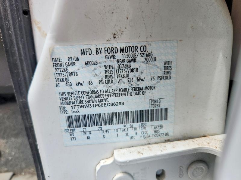 2006 Ford F350 მანქანა იყიდება აუქციონზე, vin: 1FTWW31P66EC88298, აუქციონის ნომერი: 53408336
