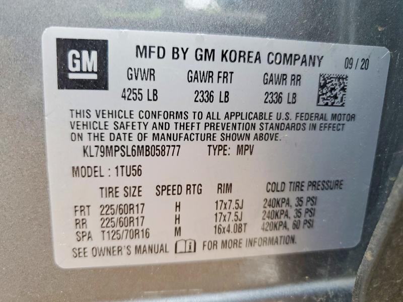 Продаж на аукціоні авто 2021 Chevrolet Trailblazer, vin: KL79MPSL6MB058777, номер лоту: 54394146