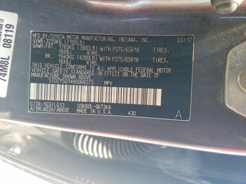 Aukcja sprzedaży 2017 Toyota Sequoia, vin: 5TDZY5G14HS068273, numer aukcji: 52490066