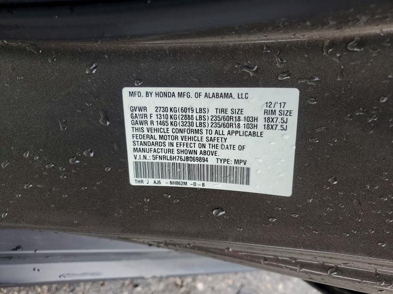 Продажа на аукционе авто 2018 Honda Odyssey, vin: 5FNRL6H76JB069894, номер лота: 54993836