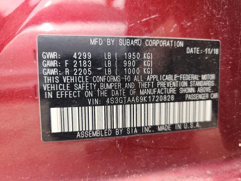 Aukcja sprzedaży 2019 Subaru Impreza, vin: 4S3GTAA69K1720828, numer aukcji: 54852076