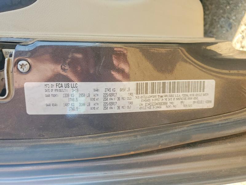 2019 Dodge Grand Caravan მანქანა იყიდება აუქციონზე, vin: 2C4RDGCGXKR663890, აუქციონის ნომერი: 53368916
