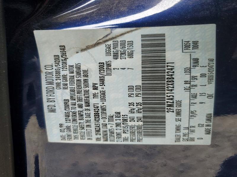 Продаж на аукціоні авто 1999 Ford Windstar, vin: 2FMZA5142XBB42471, номер лоту: 53420996