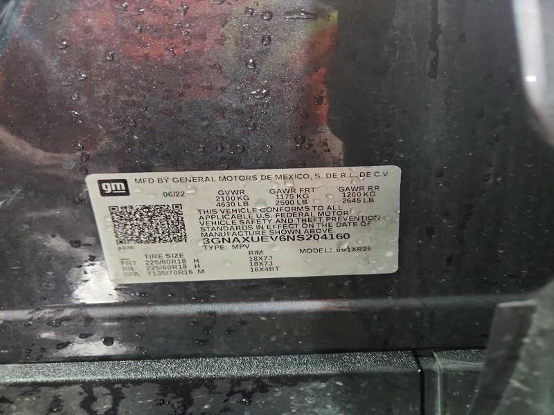 2022 Chevrolet Equinox მანქანა იყიდება აუქციონზე, vin: 3GNAXUEV6NS204160, აუქციონის ნომერი: 53376926
