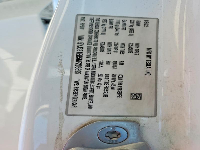 Aukcja sprzedaży 2022 Tesla Model 3, vin: 5YJ3E1EB5NF206695, numer aukcji: 54655356