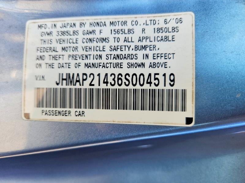 52372076 :رقم المزاد ، JHMAP21436S004519 vin ، 2006 Honda S2000 مزاد بيع