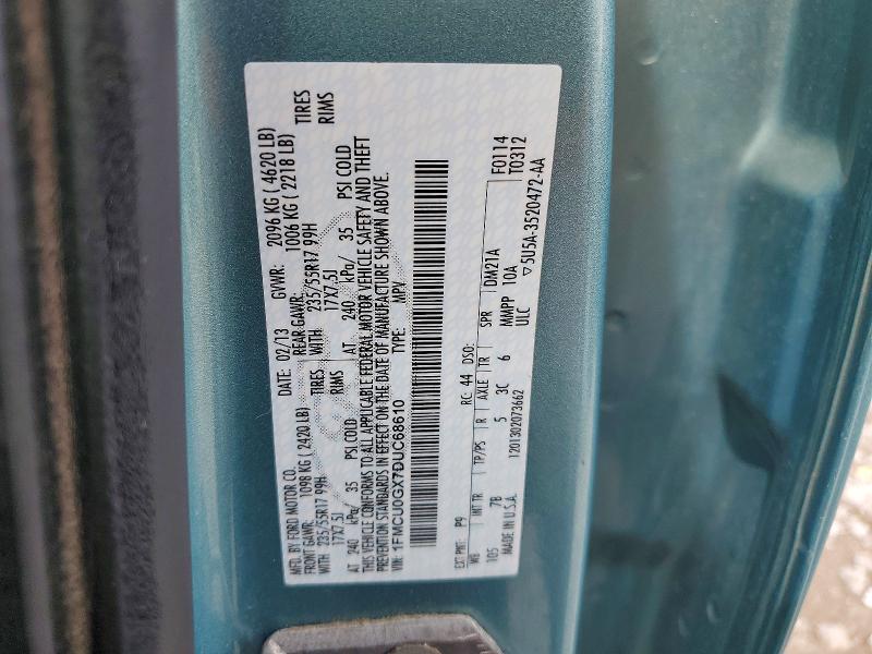 54412856 :رقم المزاد ، 1FMCU0GX7DUC68610 vin ، 2013 Ford Escape مزاد بيع
