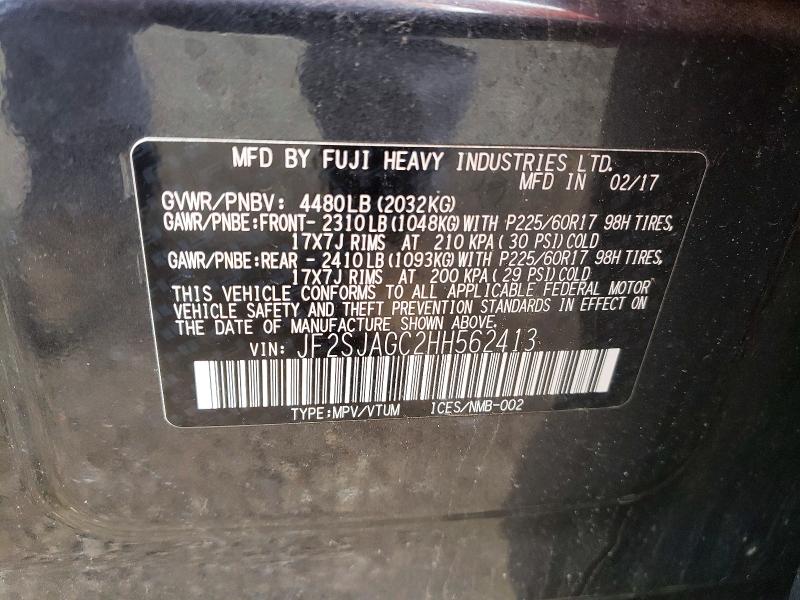 Продажа на аукционе авто 2017 Subaru Forester, vin: JF2SJAGC2HH562413, номер лота: 54940806