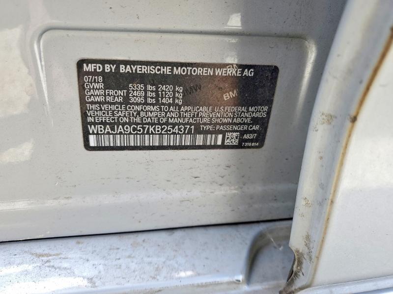 2019 Bmw 530e მანქანა იყიდება აუქციონზე, vin: WBAJA9C57KB254371, აუქციონის ნომერი: 51758086