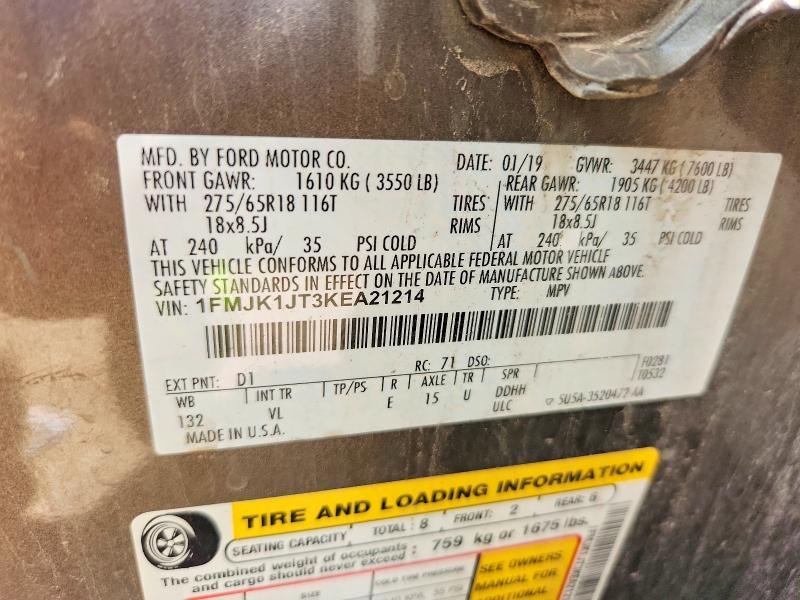 Aukcja sprzedaży 2019 Ford Expedition, vin: 1FMJK1JT3KEA21214, numer aukcji: 54898736