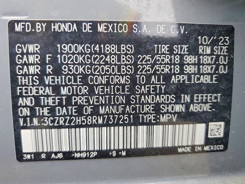 Продажа на аукционе авто 2024 Honda Hr-v, vin: 3CZRZ2H58RM737251, номер лота: 55161016