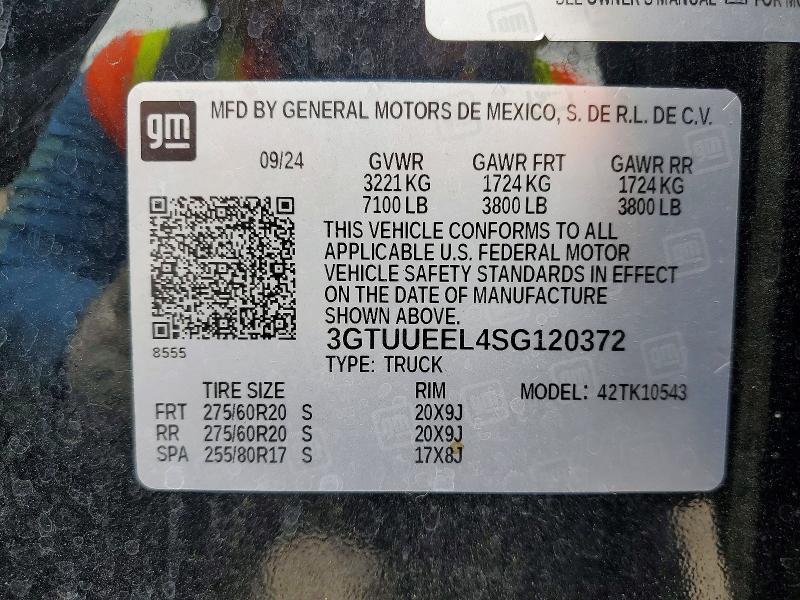 Aukcja sprzedaży 2025 Gmc Sierra, vin: 3GTUUEEL4SG120372, numer aukcji: 53164156