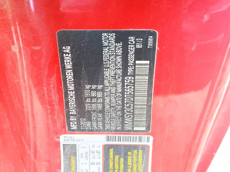 Продаж на аукціоні авто 2013 Mini Cooper Roadster, vin: WMWSY3C57DT565759, номер лоту: 55187966