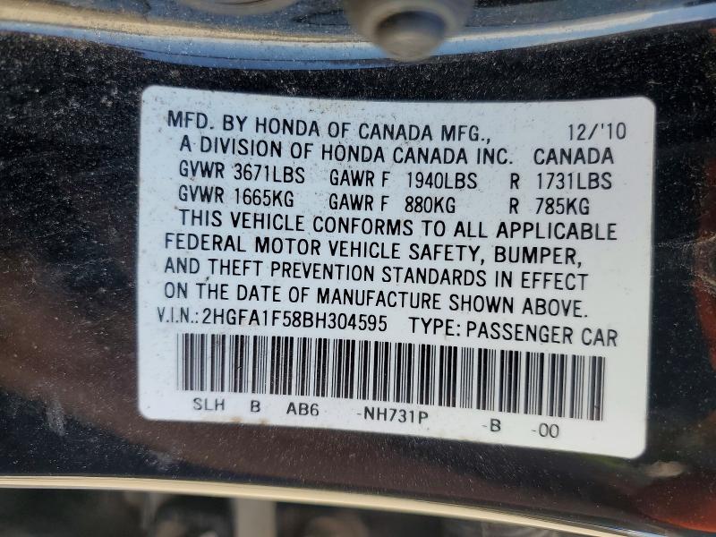 Продаж на аукціоні авто 2011 Honda Civic, vin: 2HGFA1F58BH304595, номер лоту: 52471696