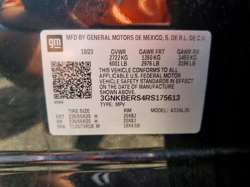 52955746 :رقم المزاد ، 3GNKBERS4RS175613 vin ، 2024 Chevrolet Blazer مزاد بيع