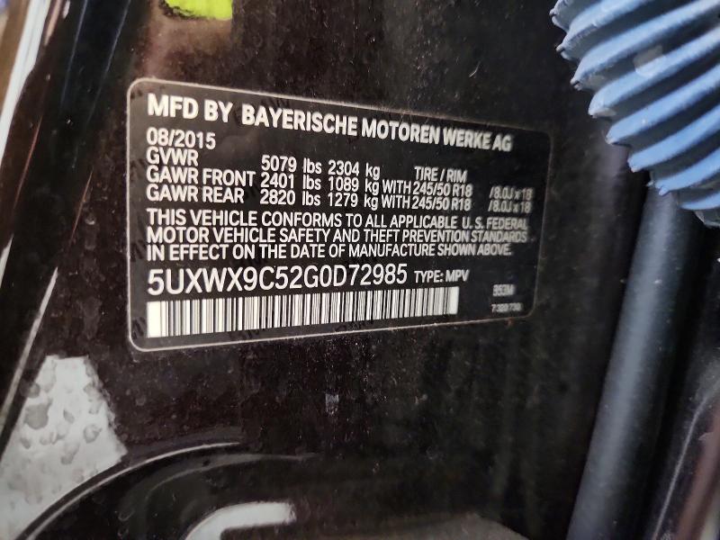 2016 Bmw X3 მანქანა იყიდება აუქციონზე, vin: 5UXWX9C52G0D72985, აუქციონის ნომერი: 52226716