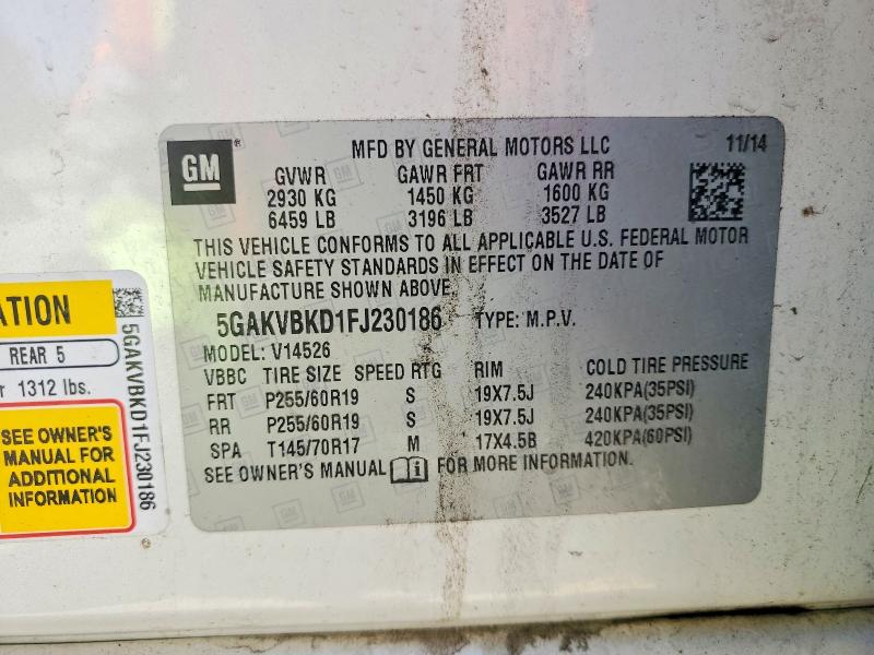 Aukcja sprzedaży 2015 Buick Enclave, vin: 5GAKVBKD1FJ230186, numer aukcji: 52377616