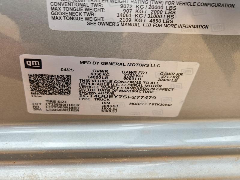 Auction sale of the 2025 Gmc Sierra, vin: 1GT4UUEY7SF277479, lot number: 53723406
