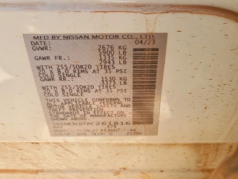 52762326 :رقم المزاد ، 5N1DR3CD7PC261816 vin ، 2023 Nissan Pathfinder مزاد بيع