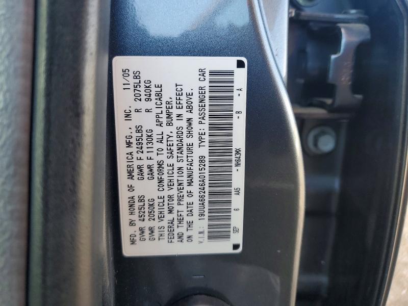 Aukcja sprzedaży 2006 Acura 3.2tl, vin: 19UUA66246A015289, numer aukcji: 52343576