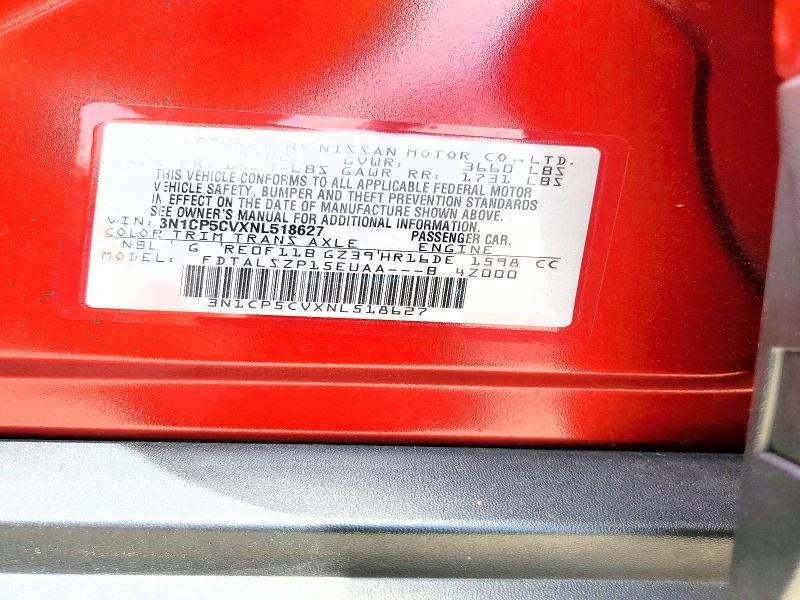 Aukcja sprzedaży 2022 Nissan Kicks, vin: 3N1CP5CVXNL518627, numer aukcji: 52867966