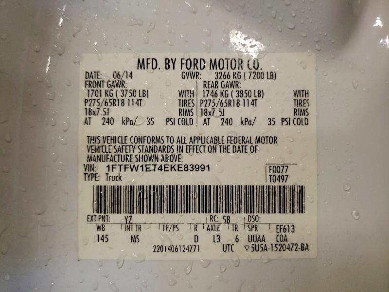 Aukcja sprzedaży 2014 Ford F150, vin: 1FTFW1ET4EKE83991, numer aukcji: 52754366