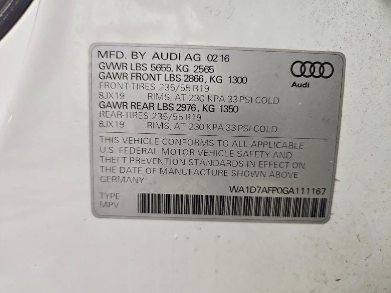 Aukcja sprzedaży 2016 Audi Q5, vin: WA1D7AFP0GA111167, numer aukcji: 51614366