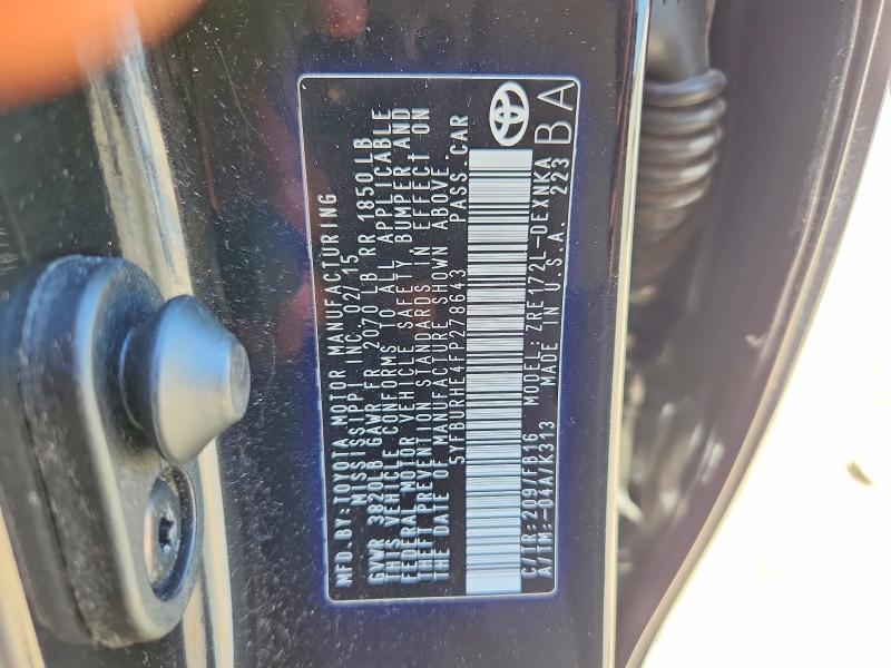 2015 Toyota Corolla მანქანა იყიდება აუქციონზე, vin: 5YFBURHE4FP278643, აუქციონის ნომერი: 55323276