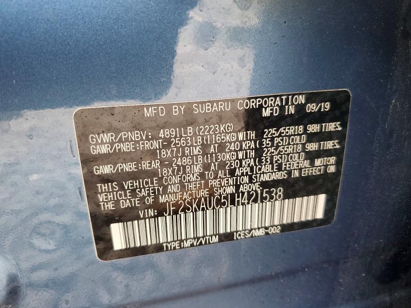 Aukcja sprzedaży 2020 Subaru Forester, vin: JF2SKAUC5LH421538, numer aukcji: 53208916