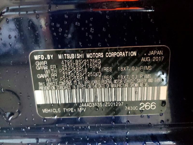 52122496 :رقم المزاد ، JA4AD3A35JZ001297 vin ، 2018 Mitsubishi Outlander مزاد بيع