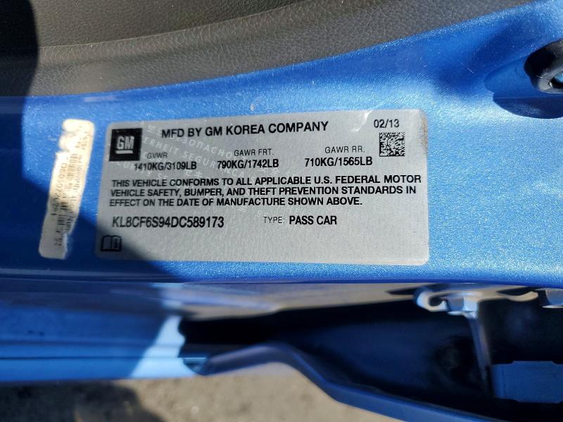 Продажа на аукционе авто 2013 Chevrolet Spark, vin: KL8CF6S94DC589173, номер лота: 54534746