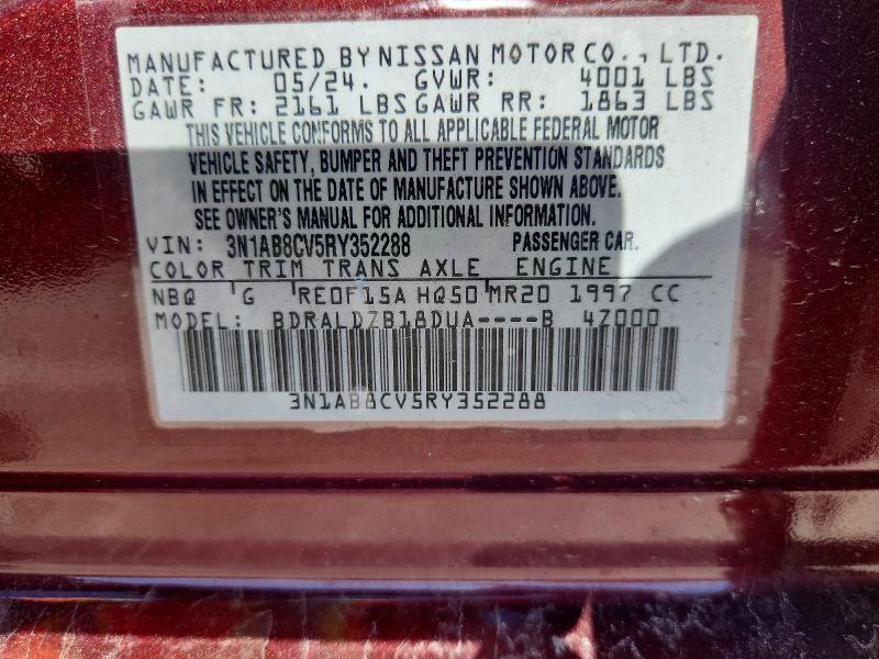 2024 Nissan Sentra მანქანა იყიდება აუქციონზე, vin: 3N1AB8CV5RY352288, აუქციონის ნომერი: 52091916