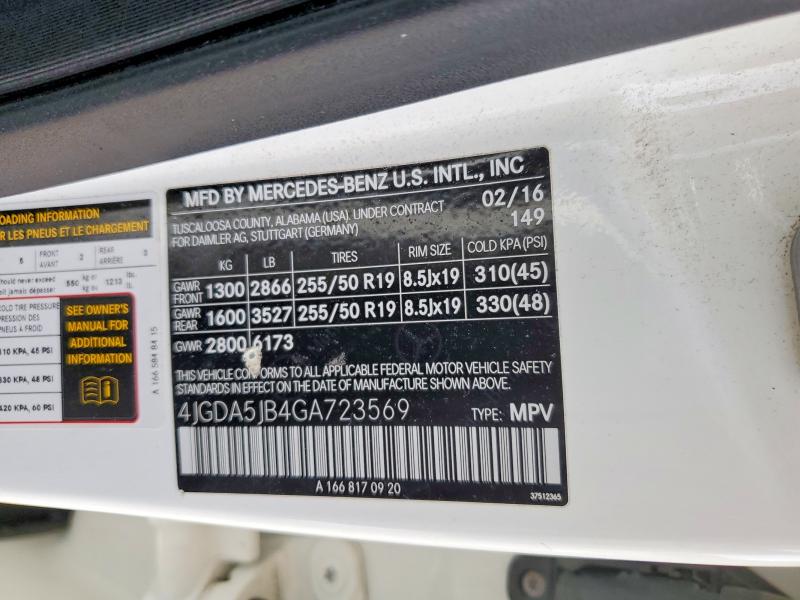Aukcja sprzedaży 2016 Mercedes-benz Gle, vin: 4JGDA5JB4GA723569, numer aukcji: 52671636