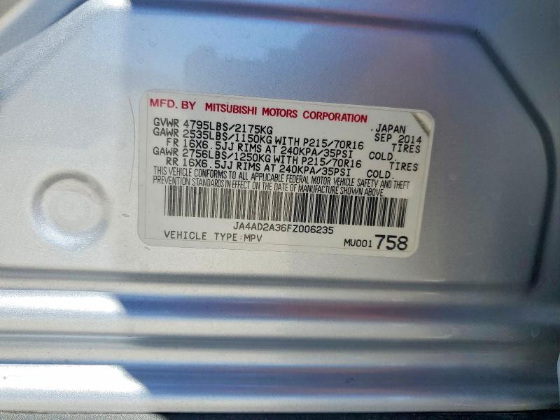 Aukcja sprzedaży 2015 Mitsubishi Outlander, vin: JA4AD2A36FZ006235, numer aukcji: 54296446