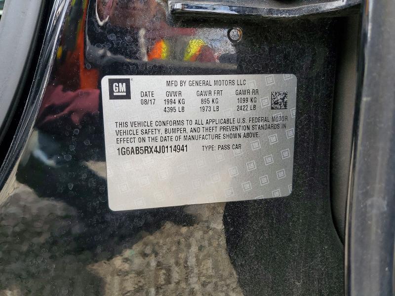 50469196 :رقم المزاد ، 1G6AB5RX4J0114941 vin ، 2018 Cadillac Ats مزاد بيع