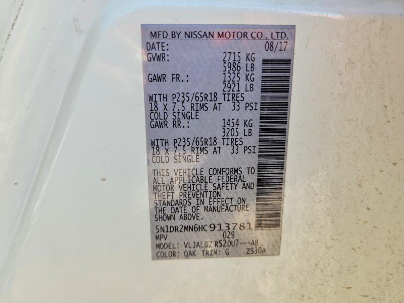 Aukcja sprzedaży 2017 Nissan Pathfinder, vin: 5N1DR2MN6HC913781, numer aukcji: 53636356