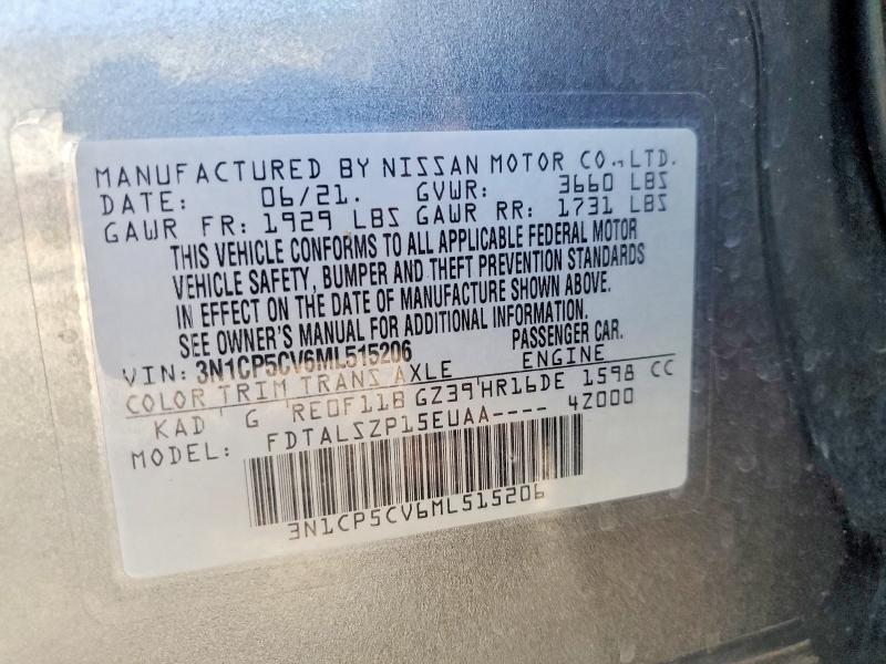Продажа на аукционе авто 2021 Nissan Kicks, vin: 3N1CP5CV6ML515206, номер лота: 54896896